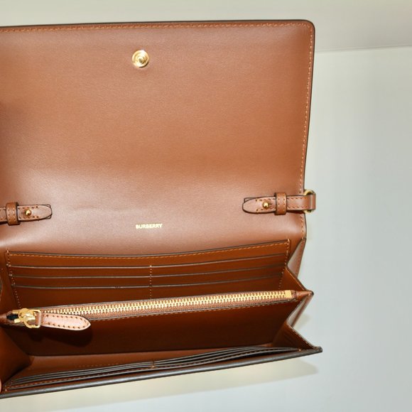 NWT BURBERRY ICON STRIP HANNAH LEATHER TRIM CROSSBODY WALLET BAG - Picture 6 of 7